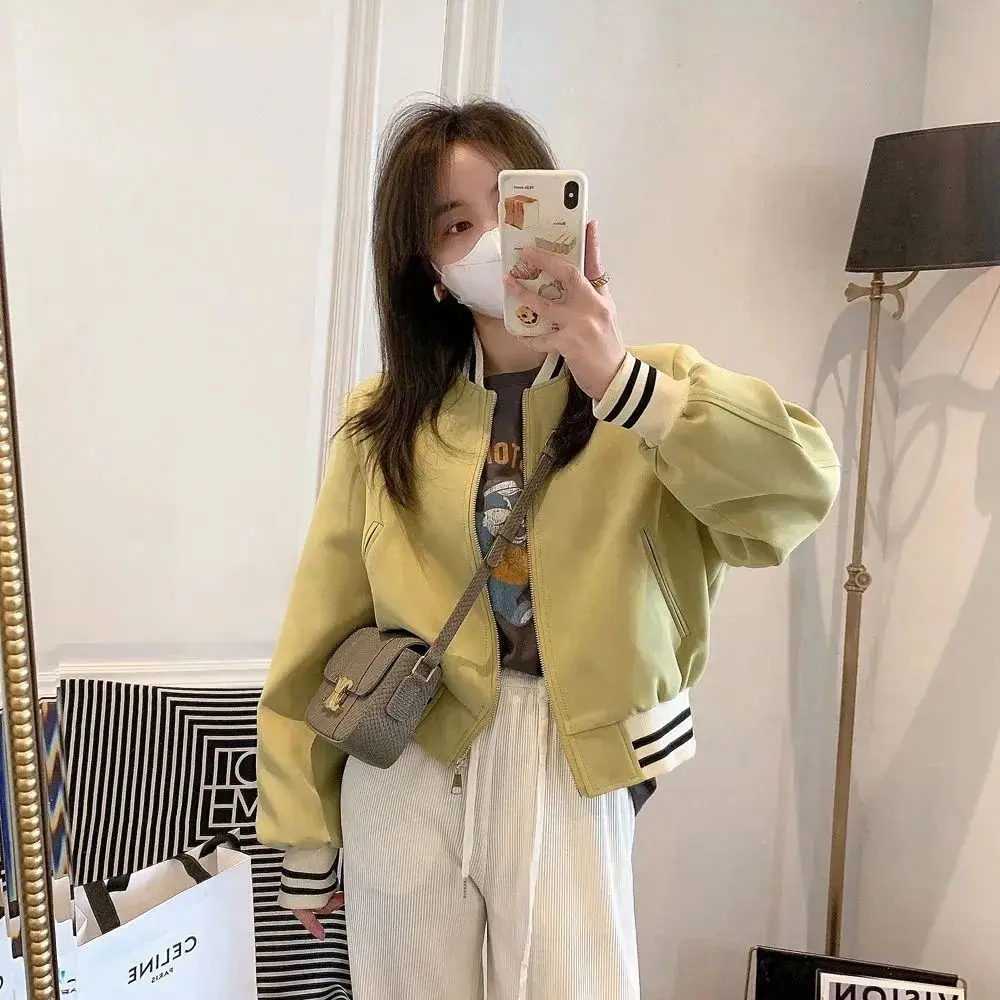 Station Short Baseball Uniform Jacket for Women New Spring and Autumn Fashion Versatile Casual Sports Jacket Cardigan Trend