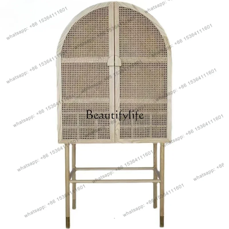 

Nordic Rattan Creative B & B Storage Cabinet Rattan Wine Cabinet Clothes Closet Decorative Double Door Home Locker