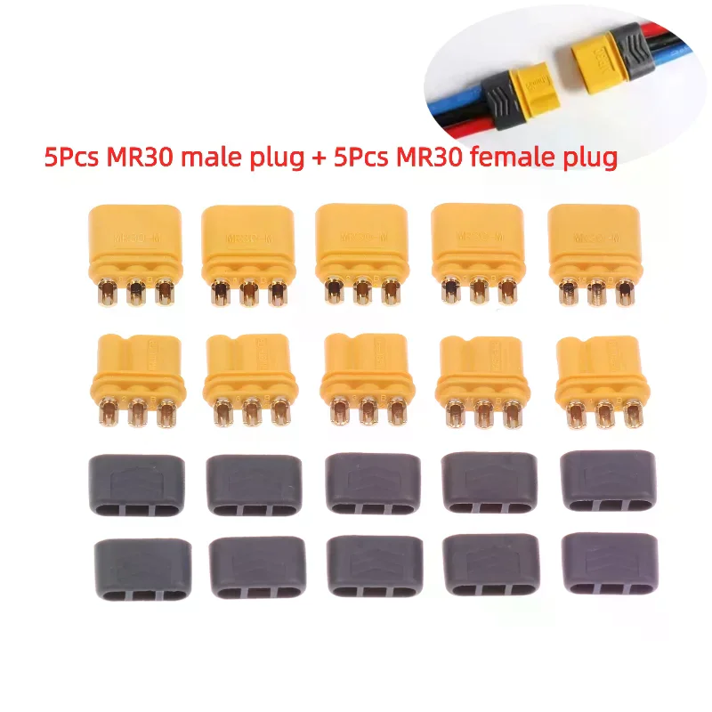 Amass MR30 Male Female Connector Plug With Sheath Housing For RC Lipo Battery Multicopter Airplane Accessories 5Pairs