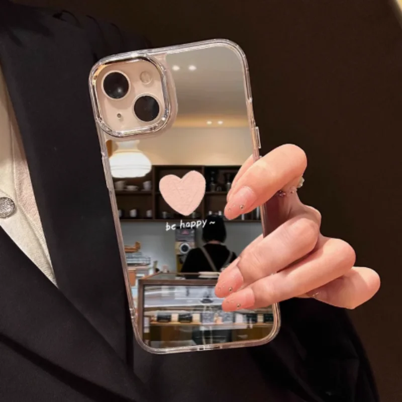 

Чехол для телефона Graffiti Love Be Happy Mirror для iPhone 16, 15, 14, 13, 12, 11 Pro Max XS XR Max 78 Plus Y2K, простой чехол Ins Fresh