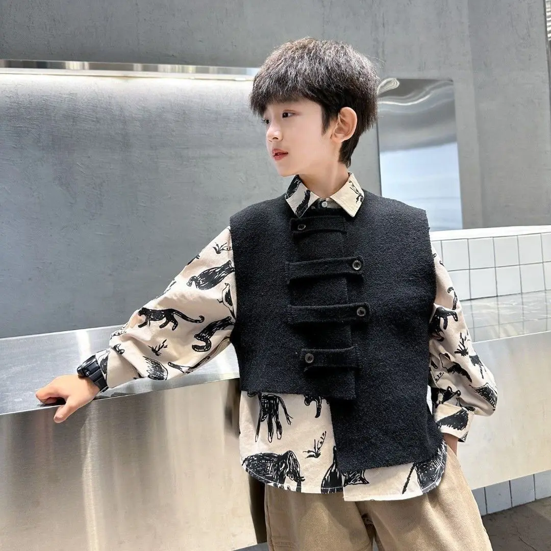 3 PCS set Spring Autumn Boy Clothing set Casual vest+ Shirt+ Pant Kid Children baby toddler boy korea designer clothes 2-10 year