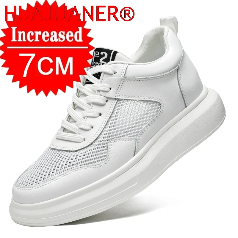 

Hollow Out Breathable Height Increase Shoes For Men Summer Elevator Sneakers Increase Insoles 6~7CM Lift Thick Sole Casual Sport