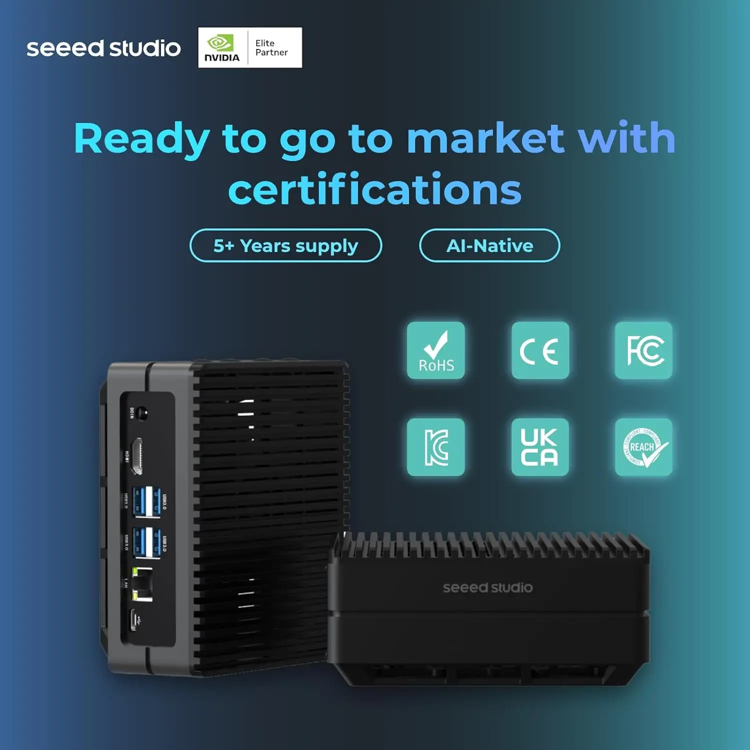 جهاز SeeedStudio NVIDIA Jetson Orin Nano 4GB Edge AI (يدعم وضع Super-reComputer J3010، 4xUSB 3.2، M.2 Key E&Key M Slot LB