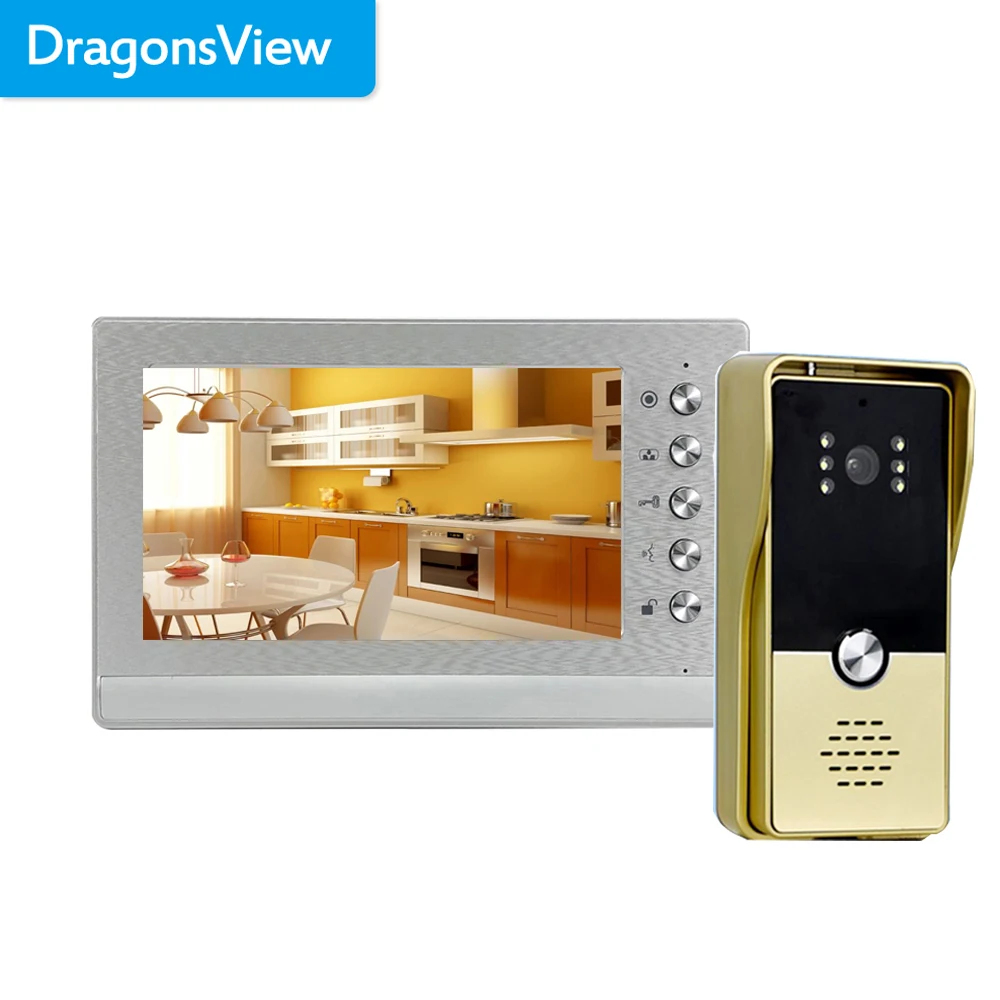 Dragonsview Wired Video Intercom Outdoor Doorbell Camera 7 Inch Video Door Phone Monitor  Unlock Day Night Vision Talk