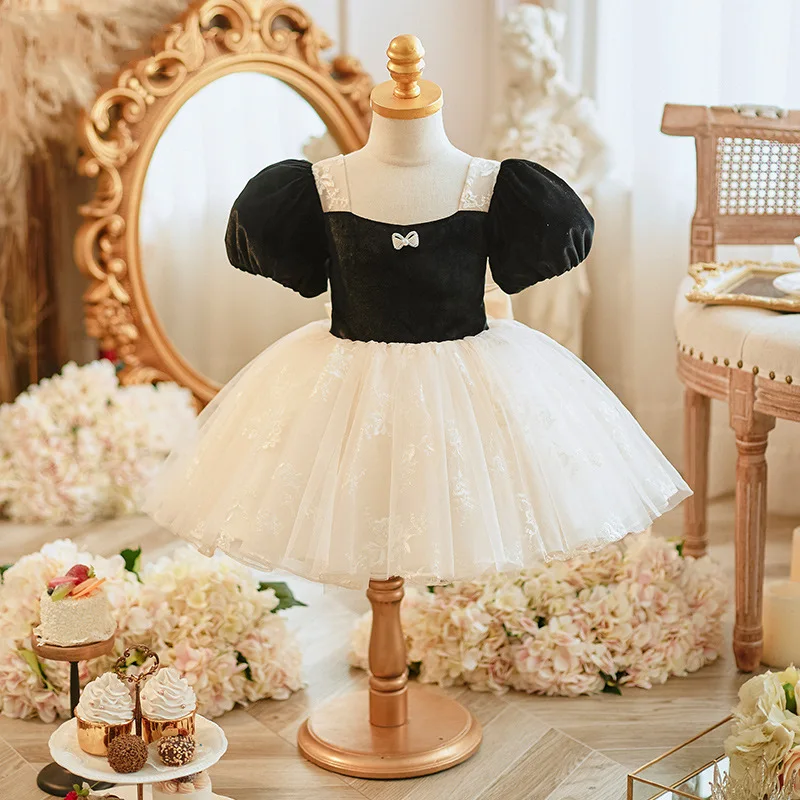 

New Baby Girl Birthday Party Princess Ball Gown Children's High End Flower Girl Elegance Piano Performance Dress y1312