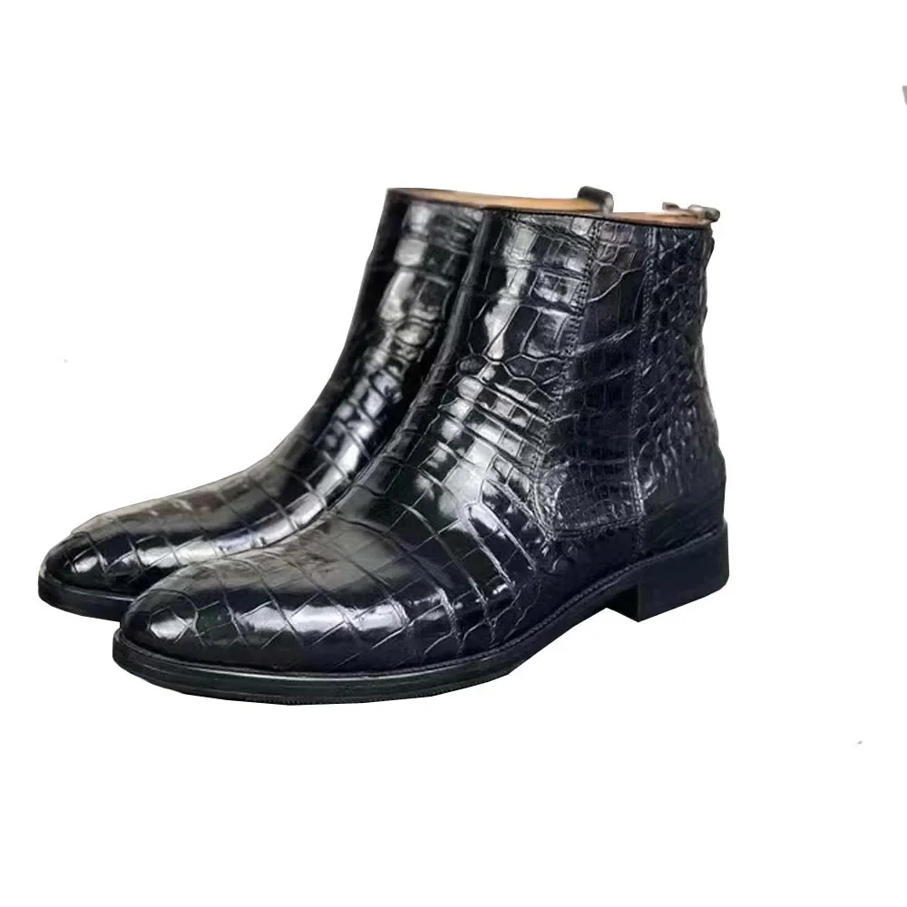 yinshang new arrival men boots men crocodile leather shoes male boots men crocodile shoes winter shoes