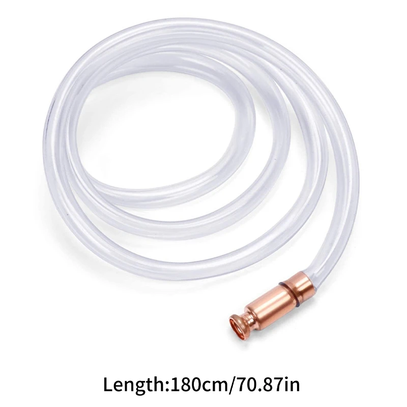 1.8M Copper Self-priming Siphon Filler Pipe Manual Pumping Oil Pipe Fittings Siphon Connector Gasoline Fuel Water Shaker Siphon