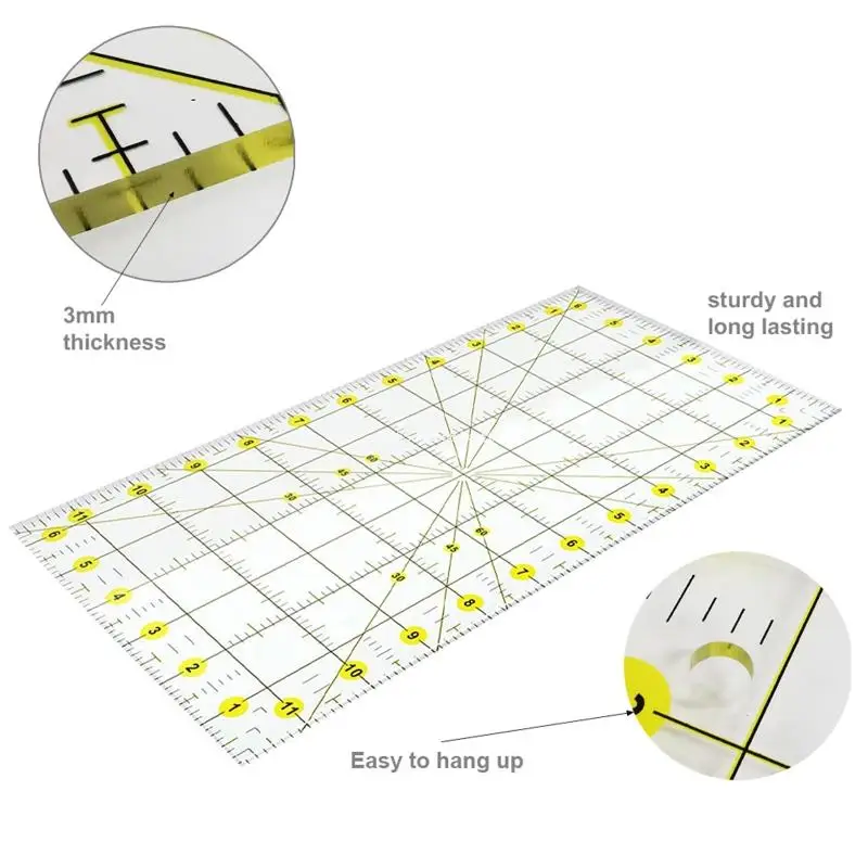 Clear Acrylic Sewing Template Non-slip Cutting Mat for Patchwork Quilting Sewing Dropship