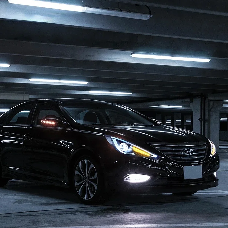 Car Styling Headlights For Hyundai Sonata 8th Gen 2011-2014 LED DRL Blue Start Animation Light Demon Eye Be-xenon Lens Headlamps - view 2