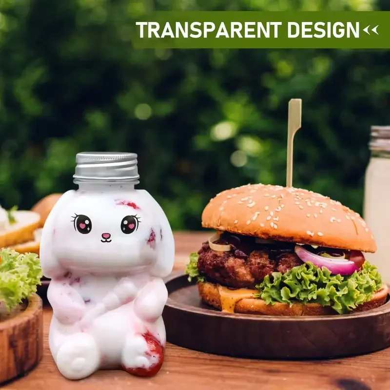Tarro de botella de plástico de conejito bonito de Pascua con tapa reutilizable DIY fiesta botella de té de la leche transparente botella de agua taza portátil para beber café