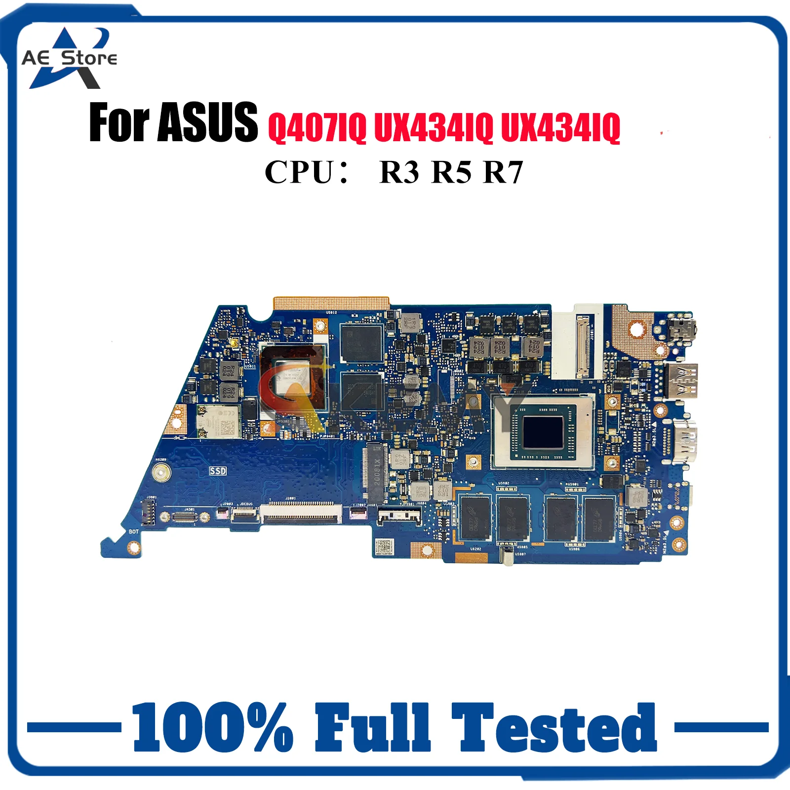 

UX434IQ Laptop Motherboard For ASUS ZenBook UX434I Q407IQ UX434IQ Notebook Mainboard With R3 R5 R7 CPU 100% tests OK fast ship