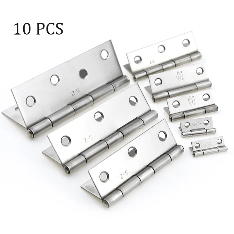 

10 pcs 1/2/3/4 inches Stainless Steel Hinges Cabinet Doors Windows Wooden Box Flat Hinge Home Furniture Hardware Accessories