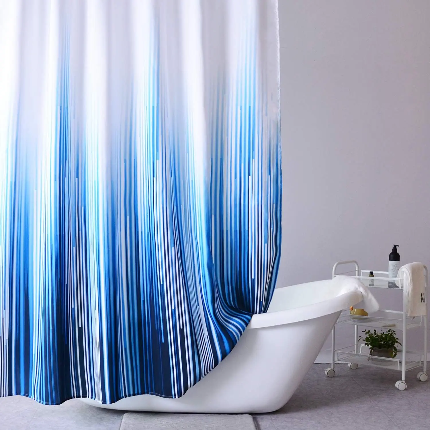 Shower Curtain  TextileMildew Resistant and Water-Repellent with 12White Shower Curtain Rings