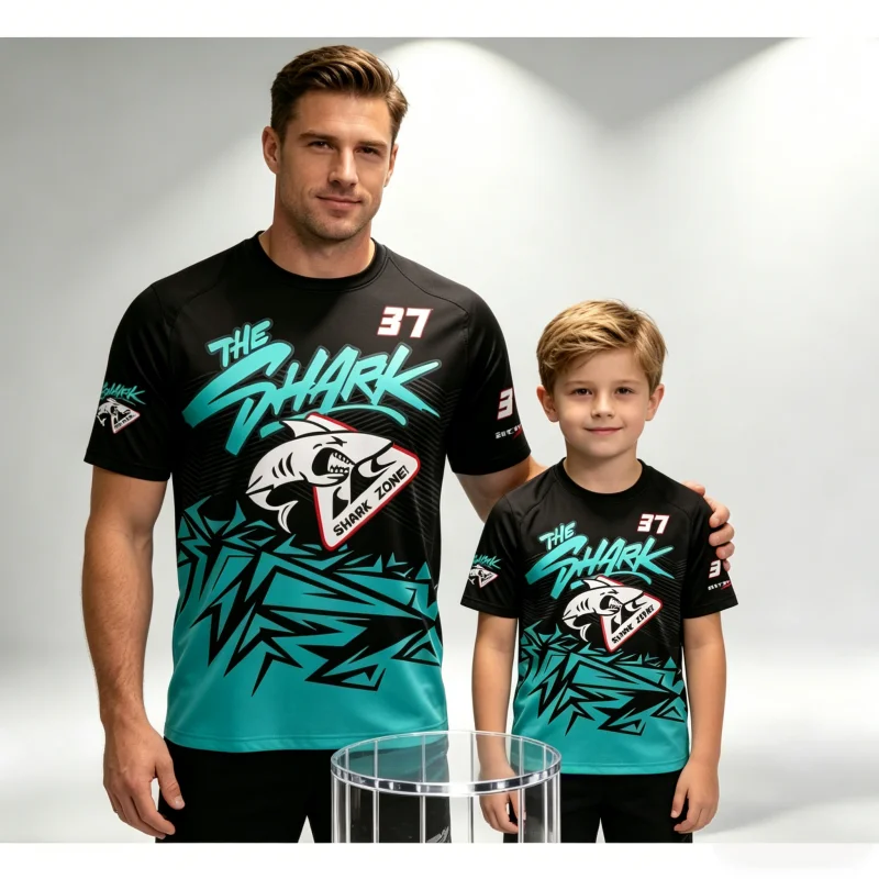 Pedro Acosta 37 Fans T-shirt Shark Motorcycle Rider Pattern Casual Summer 3D Printed Breathable Quick Drying Family Kids Tees