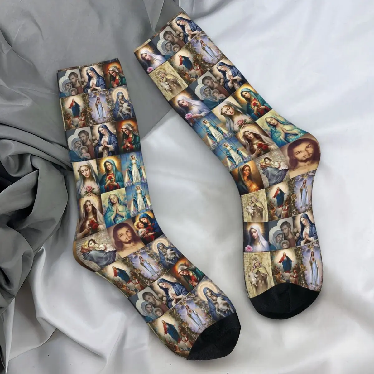 Men Socks Blessed Virgin Mary Virgin Mary Mother Of God Stockings Autumn Funny Comfortable Socks Design Running Non Slip Socks