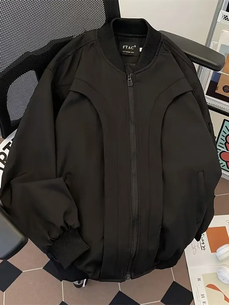 

Высококачественный американский бейсбольный джет, мужской весенне-осенний свободный повседневный летный джет для пар, ткань из бычьей ткани с застежкой-молнией