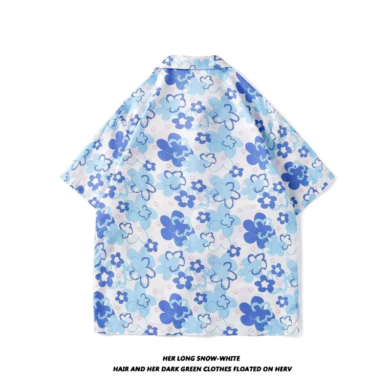 2024 Print Shirts Women Clothing Baggy Vintage Aesthetics Summer Hawaiian Personal Harajuku Unisex Japanese Teens High Street023