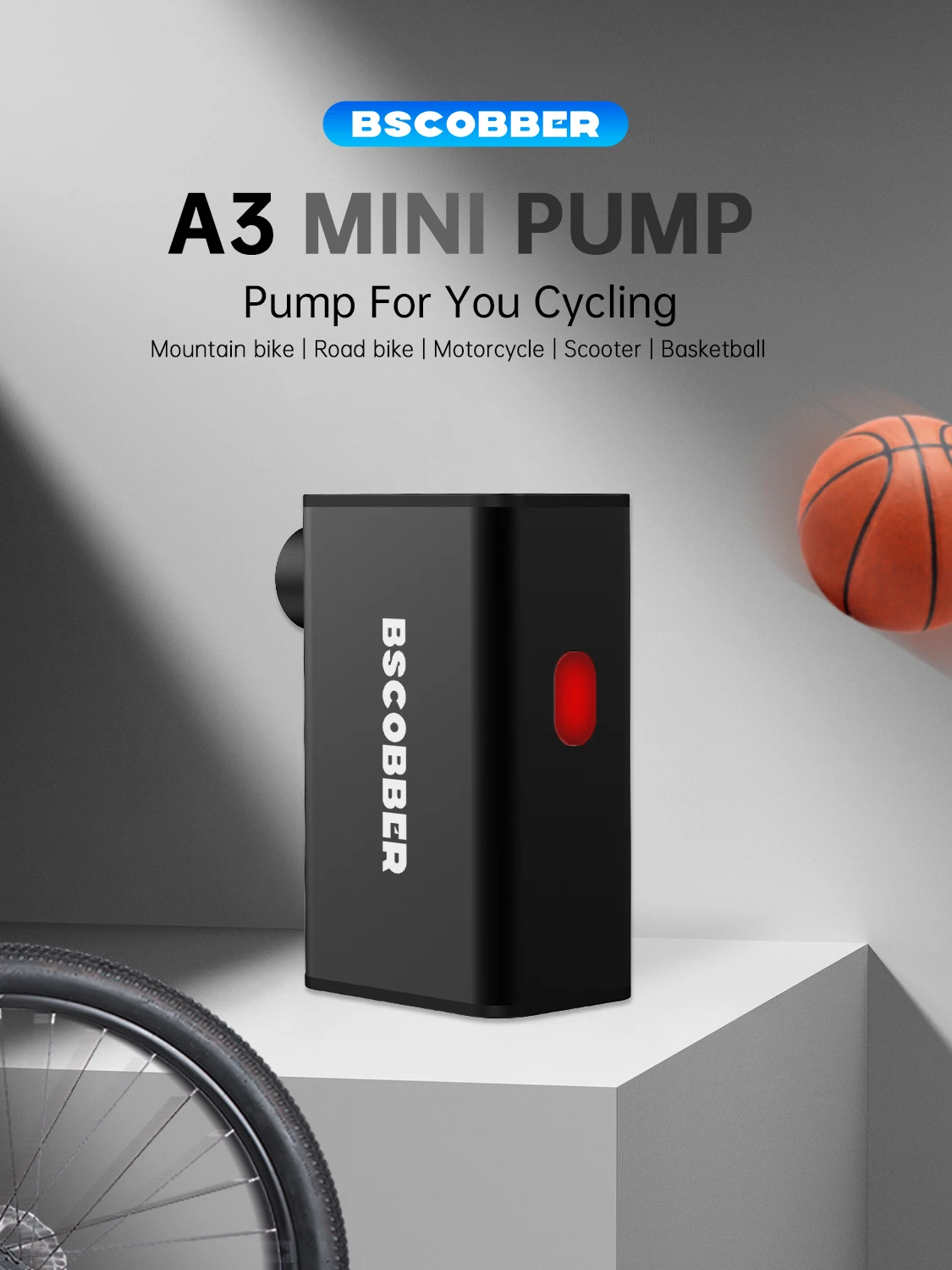 Tragbare Mini-Pumpe für Fahrradreifen - Mini-Luftkompressor Fahrradreifen-Aufpumper 100PSI - Mountainbike Rennrad Reifenpumpe – Detail 2