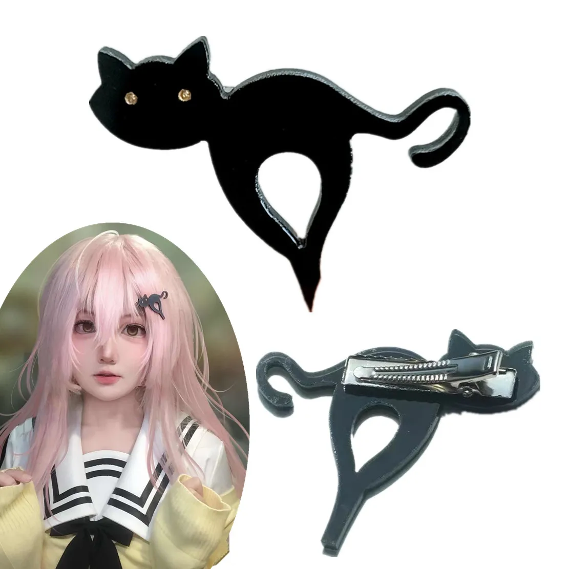 Game YOU and ME and HER: A Love Story Aoi Mukou Headwear Cosplay Hair Clip Acrylic Black Cat Prop Headdress Accessorie Xmas Gift