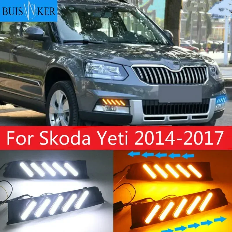 

2Pcs LED Daytime Running Turning Signal Light DRL Fog Lamp Brake light Lamp For Skoda Yeti 2014-2017