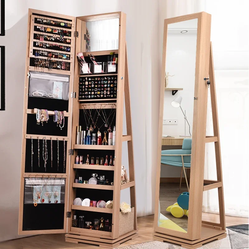 Full body floor mirror cloakroom dressing mirror bedroom jewelry fitting skincare storage cabinet