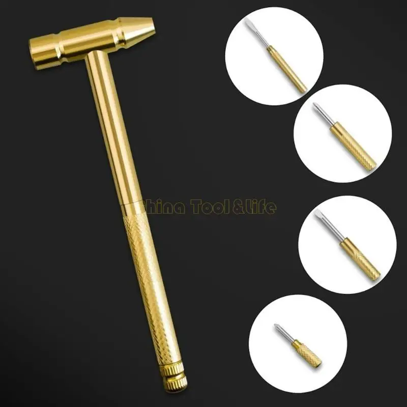 

57QF Multifunction Copper Hammer Screwdriver Hand Tool for Watchmaker Jewelers