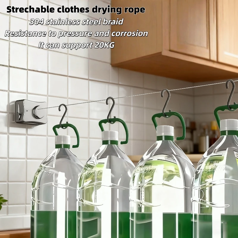 5.1 متر قابل للسحب الفولاذ المقاوم للصدأ داخلي في الهواء الطلق الغسيل الثقيلة الغسيل تجفيف الرف توفير المساحة مجفف الملابس دائم #4