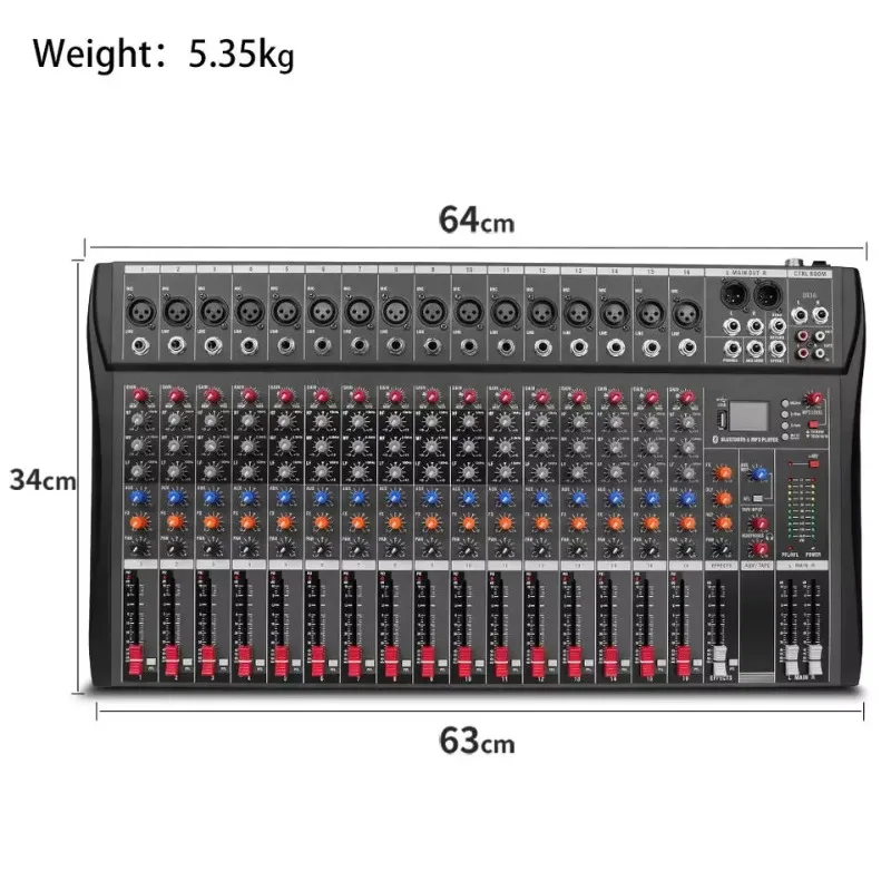 OEM DX16 16 Channel Professional Audio Music Mixer Karaoke DJ Audio Mixer