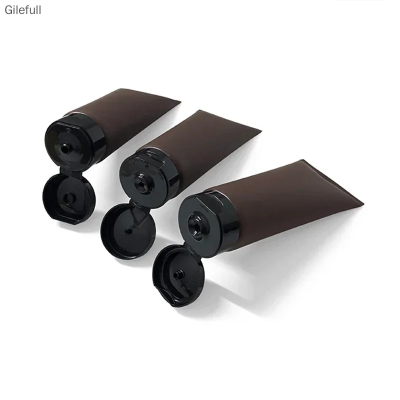 10pc 100ml Matte Brown Plastic Squeeze Bottle Empty 100g Cosmetic Soft Tube Facial Cream Packaging Container Frost Free Shipping