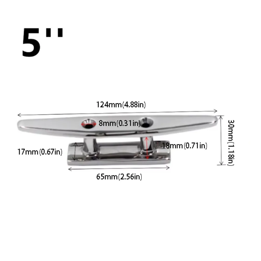 

316 Stainless Steel Mooring Cleat 100mm Size Foldable Design Combo Cleat Hollow Base Polished Finish Marine Cleat