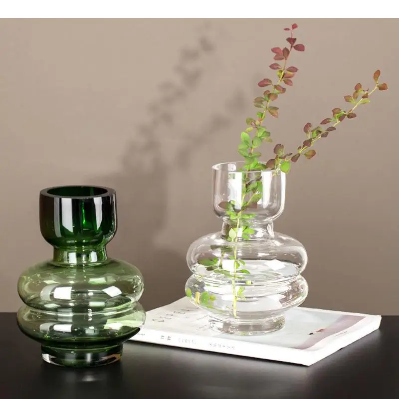 Minimalist Spiral Transparent Glass Vase Hydroponics Flower Pots Desk Decoration Artificial Flowers Vases Modern Home Decor