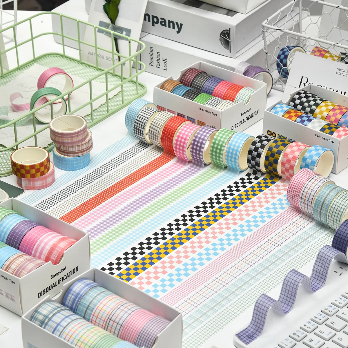 12 لفة/صندوق من شريط اشي منقوش ملون رائع، مجموعة متنوعة من الأنماط للاختيار من بينها، شريط سكرابوكينغ، هدية لعائلتك
