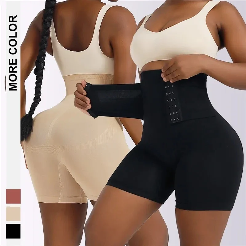 

New Women Firm Tummy Control with Hook High Waist Trainer Body Shaper Butt Lifter Shapewear Panties Female Slimming Fajas Shorts