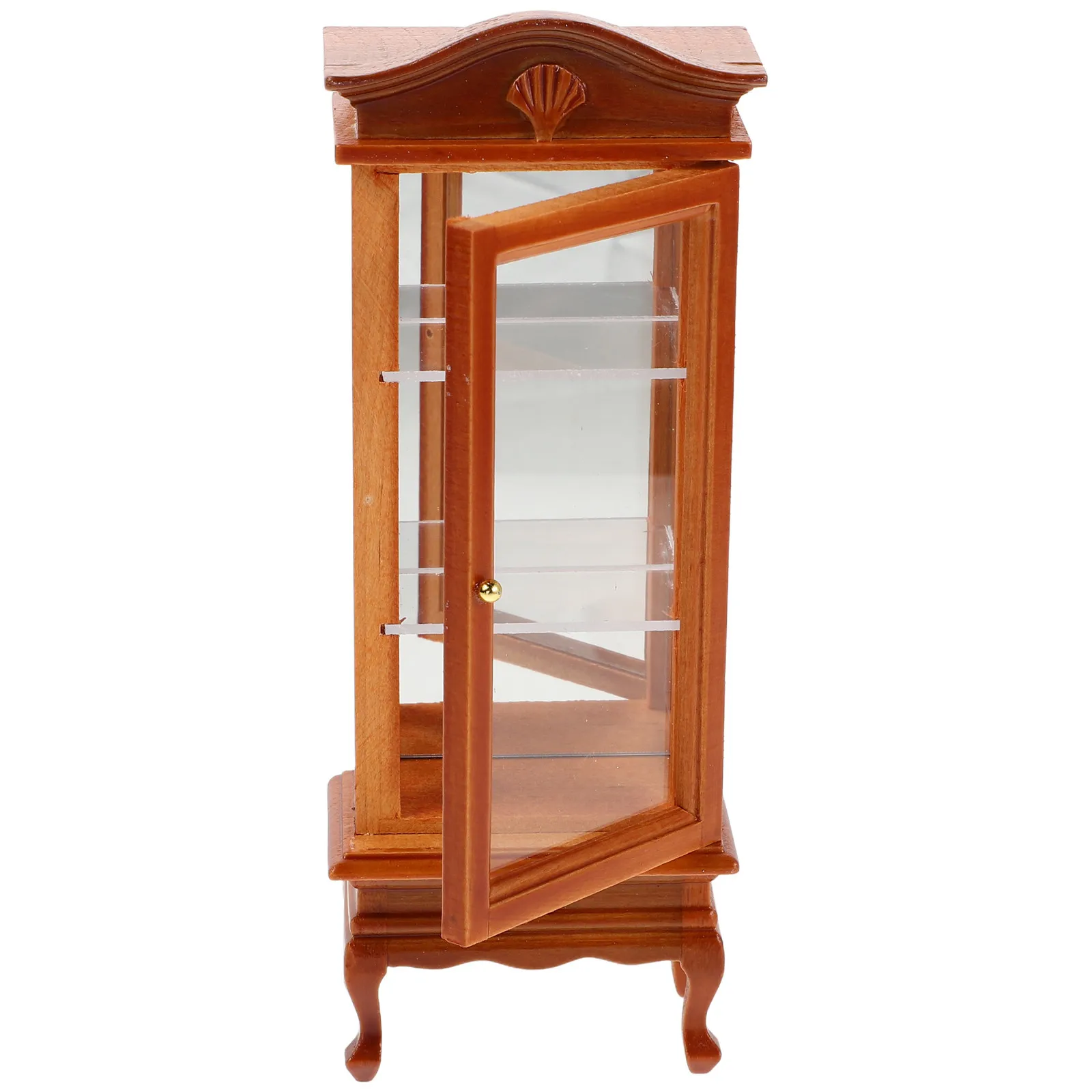 

Miniature Wooden Cabinet 1:12 Scale Dollhouse Display Shelf with Arched Design for Realistic Home Decor Collection Use