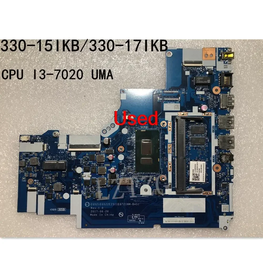 

NM-B451 для Lenovo Ideapad 330-15IKB/330-17IKB, материнская плата для ноутбука, процессор I3-7020 UMA FRU 5B20R19918 5B20R19926