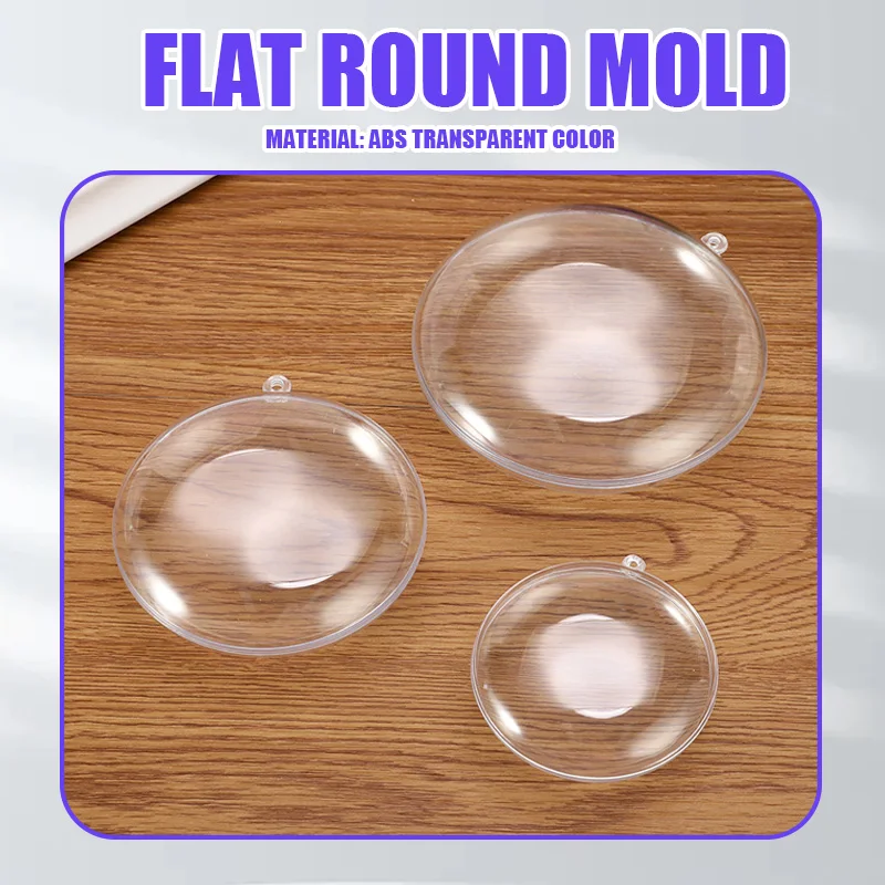 1/3Type 1Set Flat Round Clear Bath Bomb Molds Crafting Mold Plastic Fillable Ball Mould Ornament Christmas Ball DIY Accessories