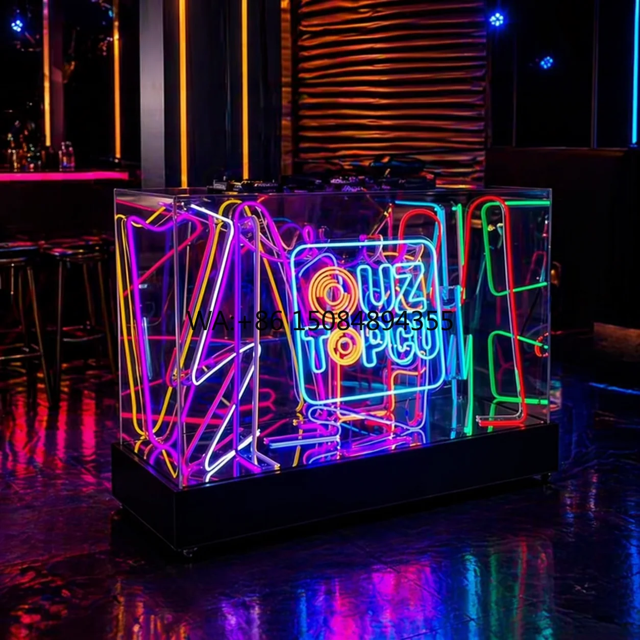 LiqVis Portable Energy-Efficient High-Brightness RGB 3D Led DJ Booth Table With Wheels for Large Parties Entertainment Centers