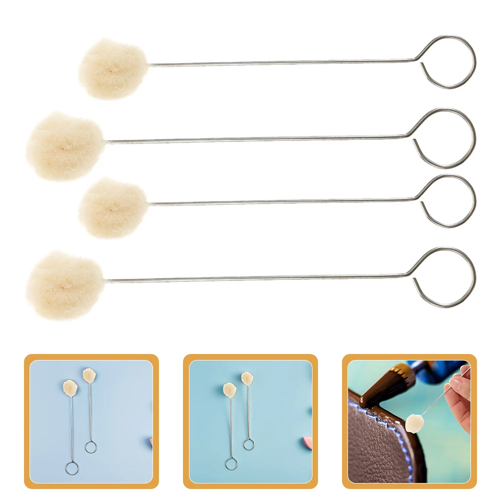 

60pcs Wool Daubers Ball Brush Metal Handle Durable Soft Wool Tool Dyeing Leathercraft Shoe Polish Applicator Craft Projects