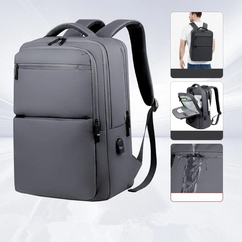 Nesitu High Quality Waterproof Large Capacity A4 14 15.6 inch Laptop Men Women Backpack Travel Bag Black Grey M2201