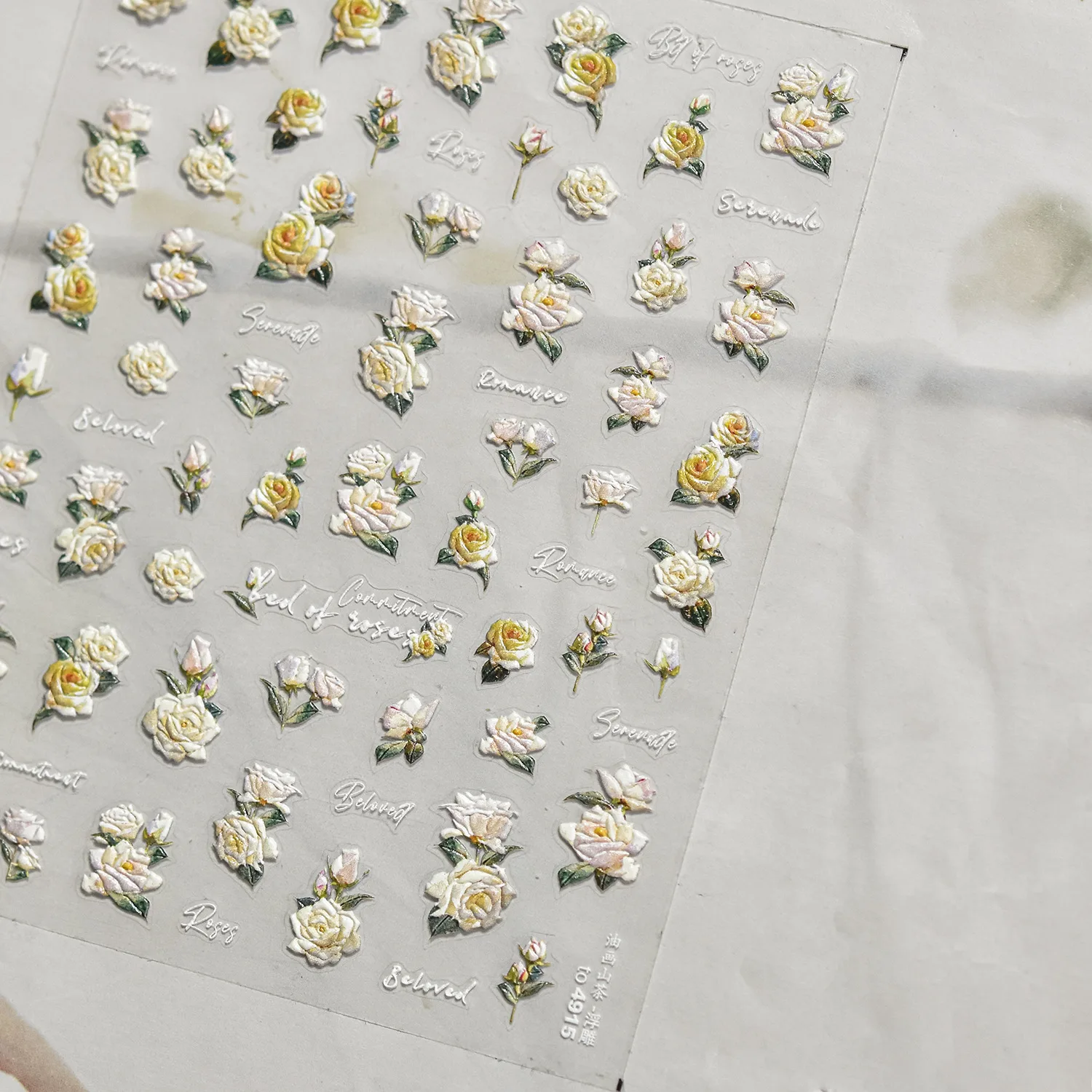 Flor de dopamina 5D pegatina artística para uñas Floral colorido con pétalos de gelatina semitransparentes lindo autoadhesivo calcomanía para manicura DIY