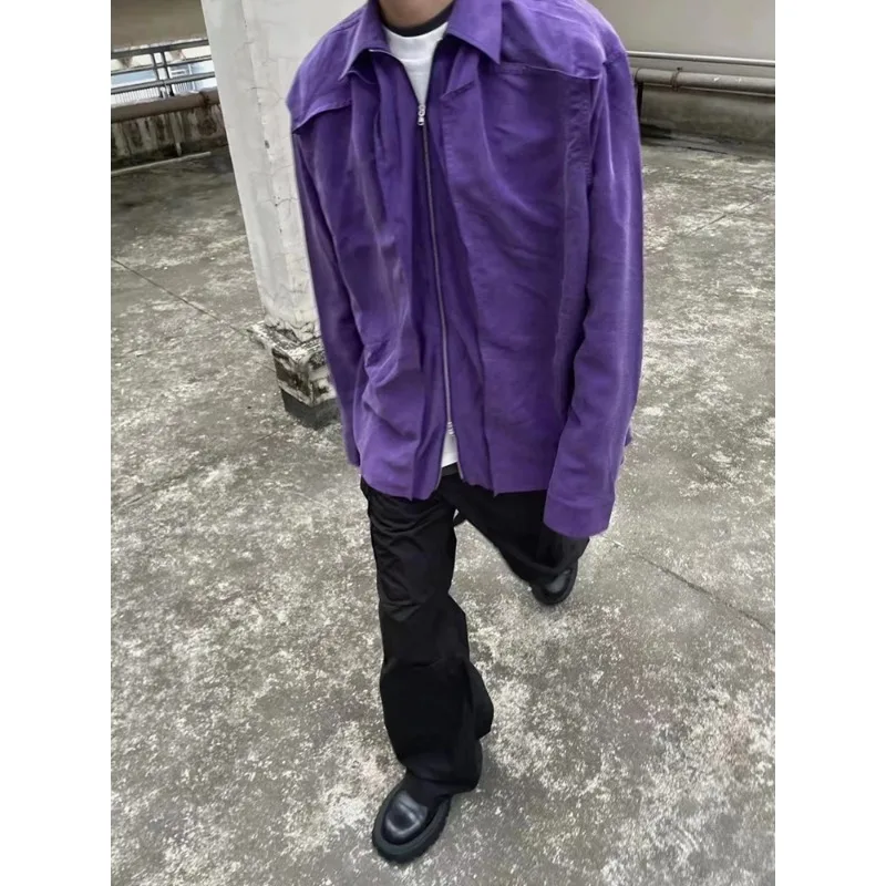 

High Street YProject Purple Shirt Jacket Vintage Loose Coat Male Fashion Jacket Men's Clothing Women's Clothes