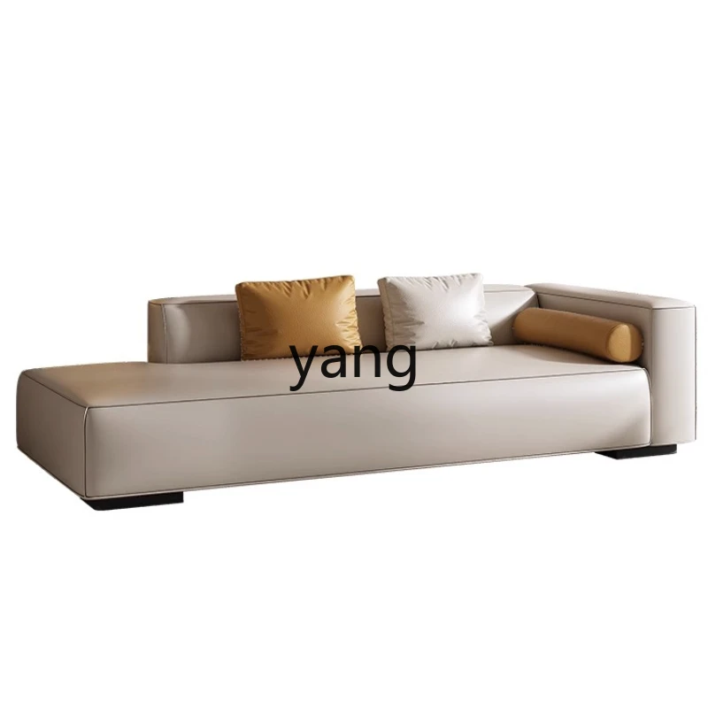 Yjq Minimalist Bedroom Chaise Longue Living Room Simple Modern Study Tofu Block Genuine Leather Beauty Bed