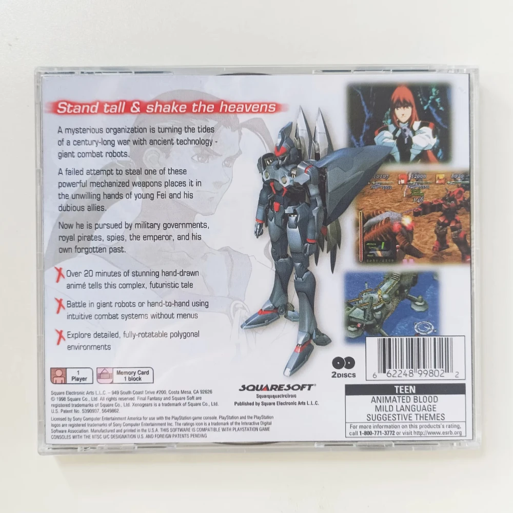 PS1 Xenogears With Manual Copy Disc Game Black Bottom Unlock Console Station 1 Retro Optical Driver Video Game Part - view 3