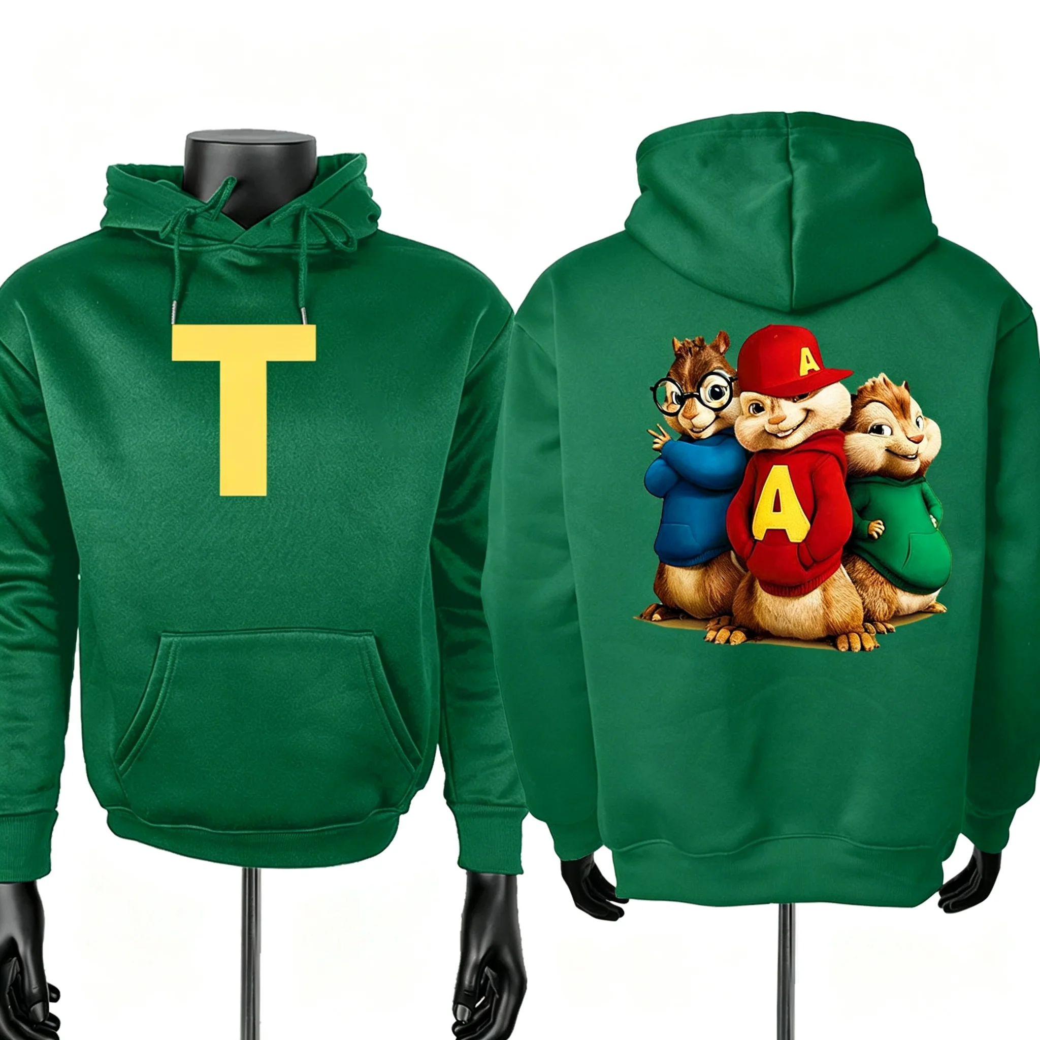 Alvin und die Chipmunks 2027, modische, unisex Freizeit-Sportbekleidung, Herren-Kapuzenpullover, Alvin-Chipmunk-Halloween-Kostüm, Damen-Pullover-Oberteile. – Detail 7