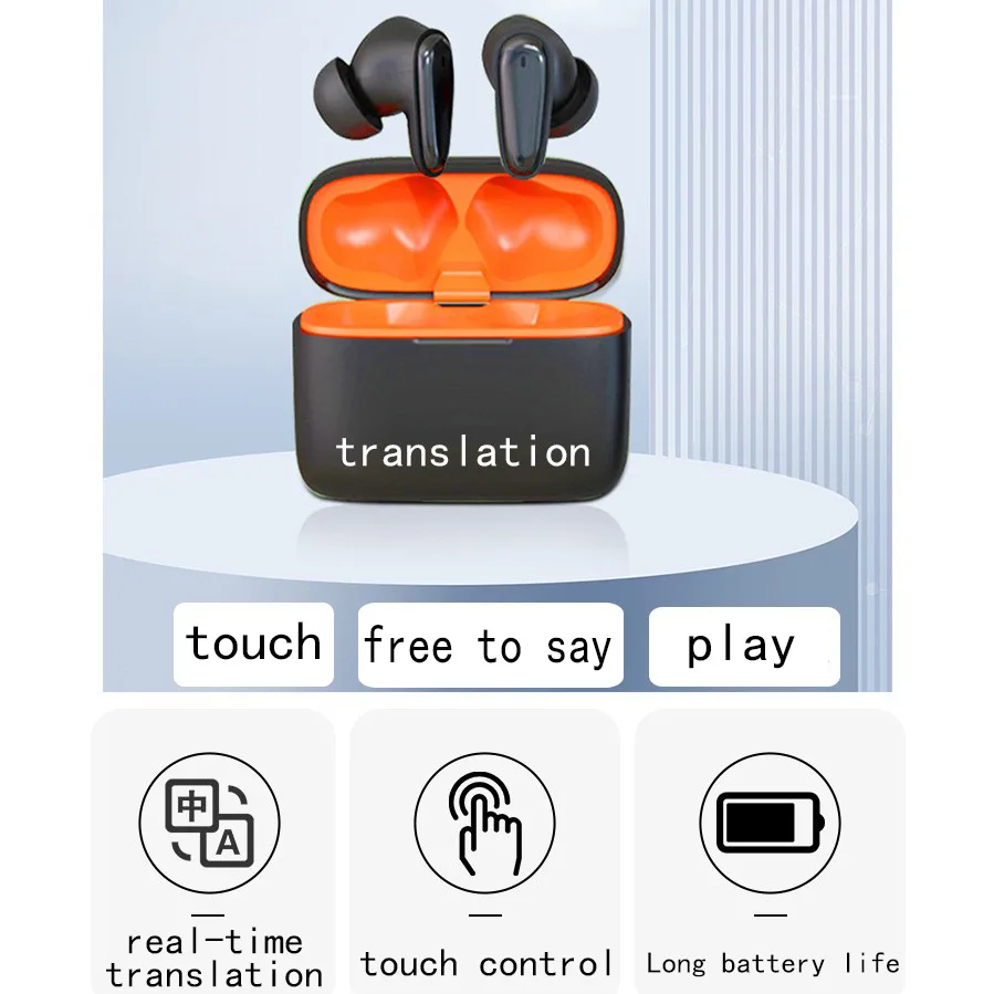 New Intelligent Translation Earphones Bluetooth Recording Mutual Translation capabilities Earbuds with Ultra Long Battery Life