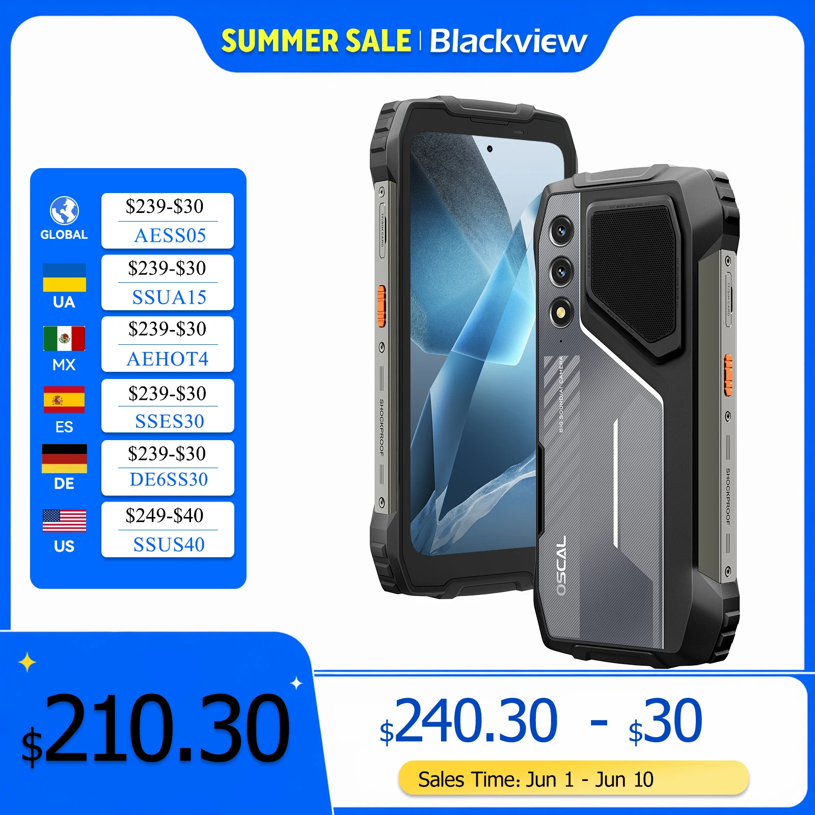Blackview OSCAL PILOT 1 Rugged Phone, 6GB+ 256GB ,Helio G81 Smartphone Android14, 6.67'' Display Mobile Phone, 15000mAh, NFC