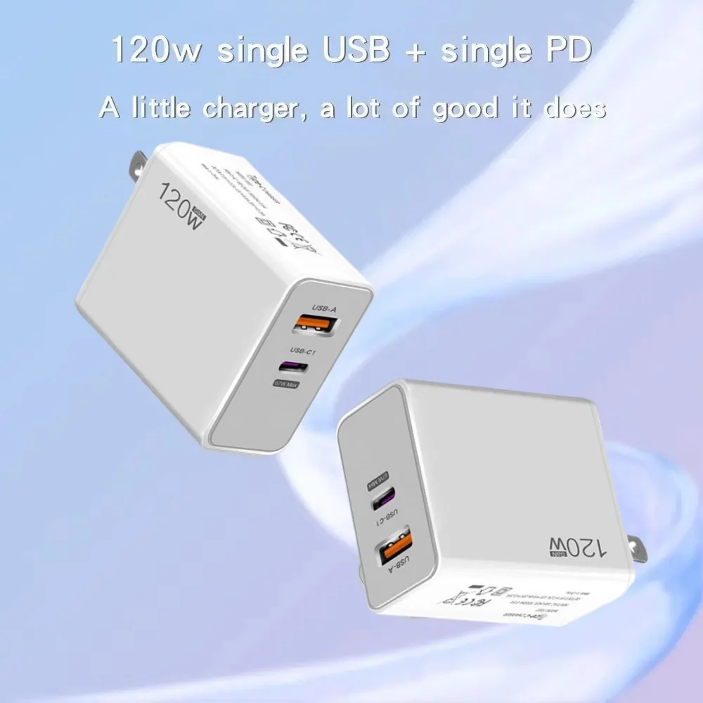 USB GaN Charger QC 3.0 120W Fast Charging Mobile Phone Charger Wall Adapter For iPhone 15 Samsung Xiaomi Huawei Type C Charger - náhled 3
