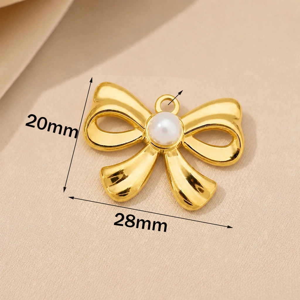 5pcs Gold Stainless Steel Bowknot Charms Bow Tie Connector Pendants for DIY Earring Bracelet Necklace Keychains Jewelry Making view 4