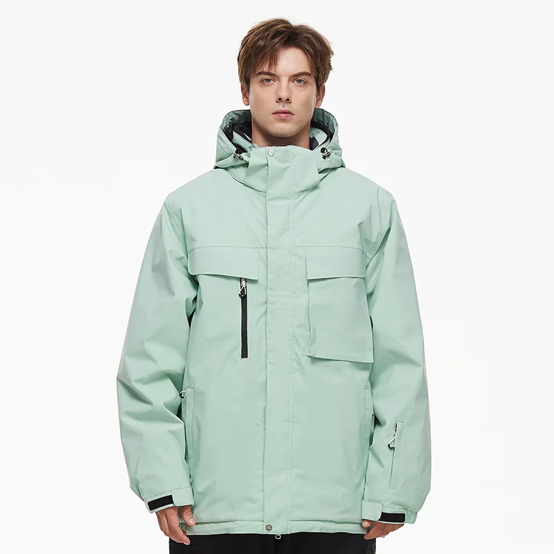 

New Solid Warm Winter Jackets Windproof Men Waterproof Sports Outdoor Skiing Coats Zipper Hooded Women Long Sleeve Ski Clothes