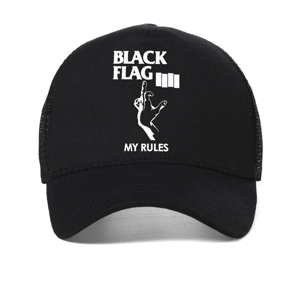 

Black Flag Summer baseball cap Punk Rock Band caps Men Womens fashion causal snapback hat adjustable mesh Trucker hats
